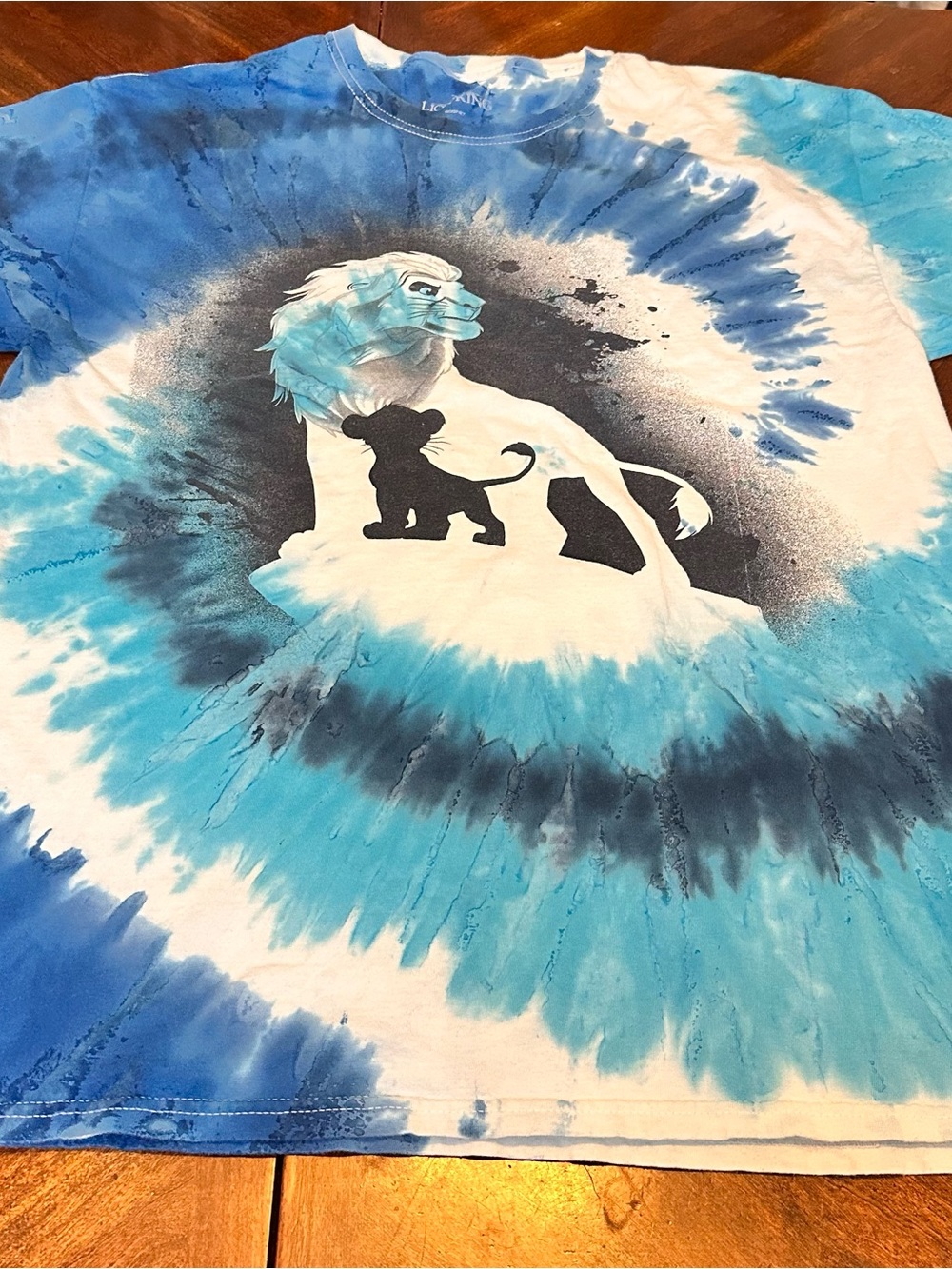 Disney Blue & White Tie-Dye Lion King Graphic Short Sleeve Tee